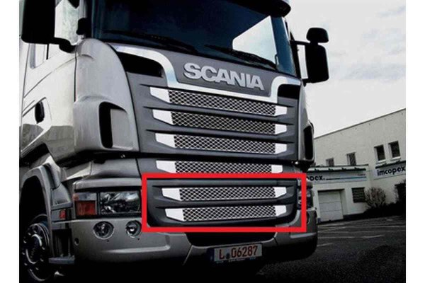 Suitable for Scania *: R2 (2009-2013) grille base version 1, low/wide bumper