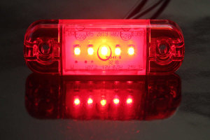 LED-markeringsljus, 12/24V, r&ouml;d, smal, extra smal, tunn med 5x LED