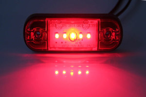 LED-markeringslicht, 12/24V, rood, slank, extra smal, dun met 5x LED