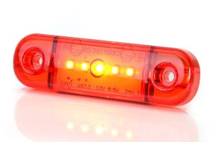 LED-markeringsljus, 12/24V, r&ouml;d, smal, extra smal, tunn med 5x LED