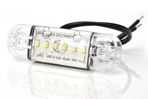 LED truck lateral clearance light, 12 / 24V, white, slim, extra thin with 6x LED