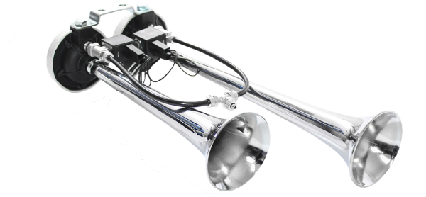Lkw 2-Ton Doppelhorn, Italienisches Horn, Neapolitanisches Horn, 24V mit Magnetventil