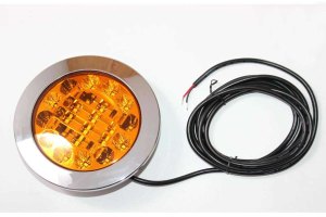 LED Heckleuchte, Einbauversion 10-30V, rund, Blinkleuchte inkl. 2,5m Kabel und e-Pr&uuml;fzeichen