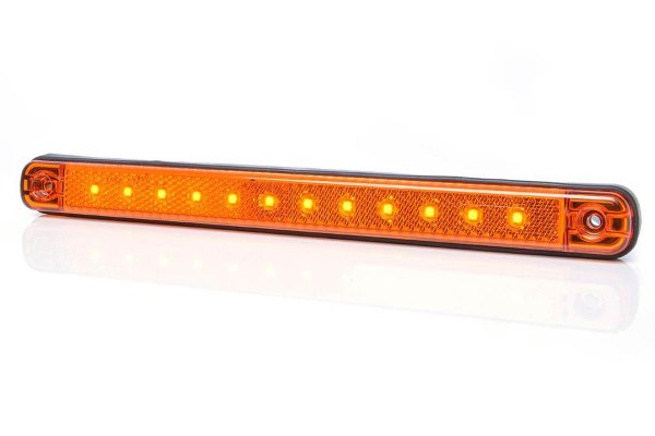 Positionsljus för lastbil med reflektor, 12/24V, orange, smal, extra platt och lång med 12x LED